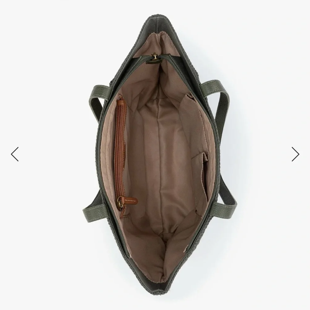 The Sak Melrose Metro Tote Olive Green Suede Bag